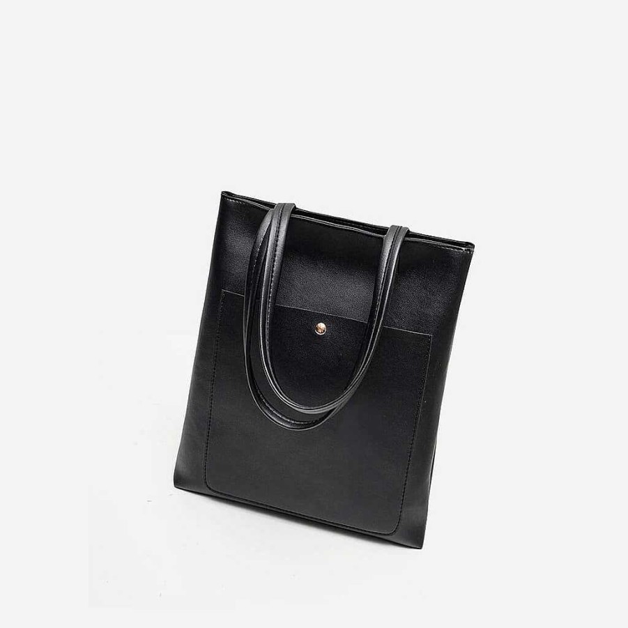 Femme Sac Bandoulière | Grand Sac Cabas Format Vertical Noir