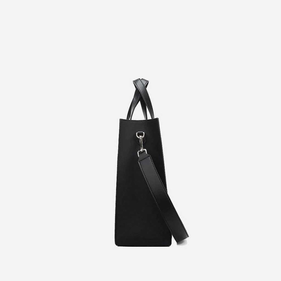 Femme Sac Bandoulière | Sac Cabas En Cuir Avec Anse Asymetrique Noir