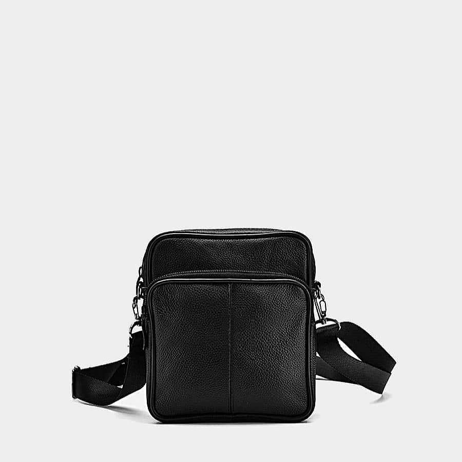 Homme Sac Bandoulière | Petite Sacoche Homme En Cuir Veritable Noir