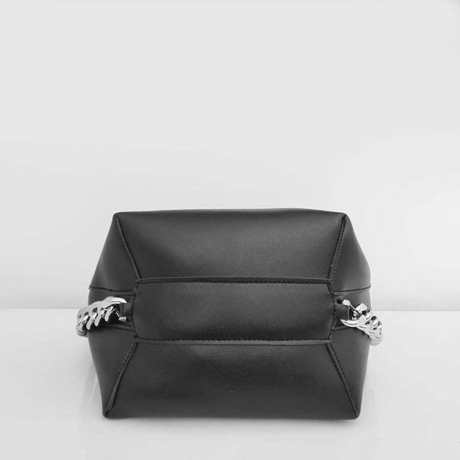 Femme Sac Bandoulière | Sac Cabas Avec Anse Bandouliere Et Chaine Decorative Noir