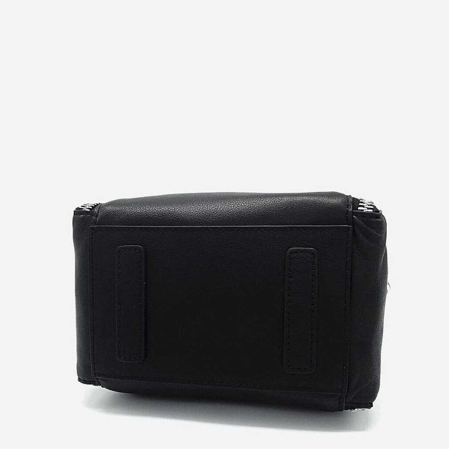 Femme Sac Bandoulière | Sac A Main A Chaine En Cuir Veritable Noir