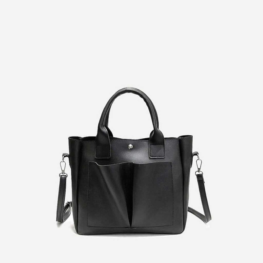 Femme Sac Bandoulière | Sac Cabas Cuir A Double Poche Ventrale